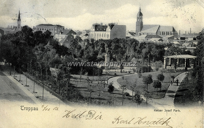 POH.OP.SADSVO1903.S.jpg - Celkový pohled na park od Tyršovy ulice na pohlednici z roku 1903.